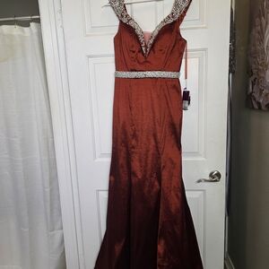 Ruby Evening Gown with Rhinestone Details